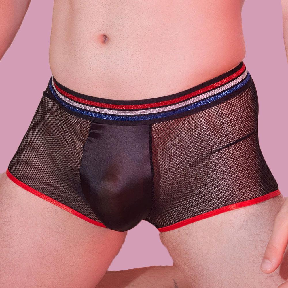 Men'S Mesh Boxer Hollow Out Sheer See Through High Elastic Man Panties Lift Butt U Convex Pouch Underwear Lingerie