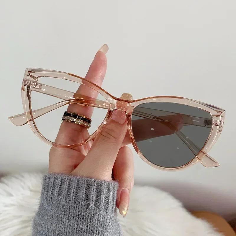 Photochromic Anti Blue Light Glasses Women Men Cat Eye Discolored Blue Light Goggle Clear Color Changing Sunglasses Gafas