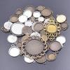10/20/30pcs Mixed Vintage Alloy Round Blank Settings Base Pendant Metal Cabochon Charms For Jewelry Making Bulk Junk Cases Charm