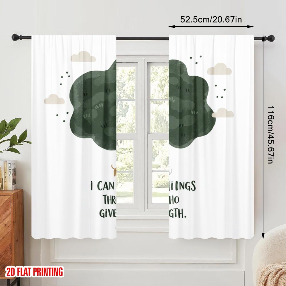 2pcs 2D flat printing Scene Curtains Christian Bible Verse 100% Polyester Without Electricity Birthday Party for Bedroom Office