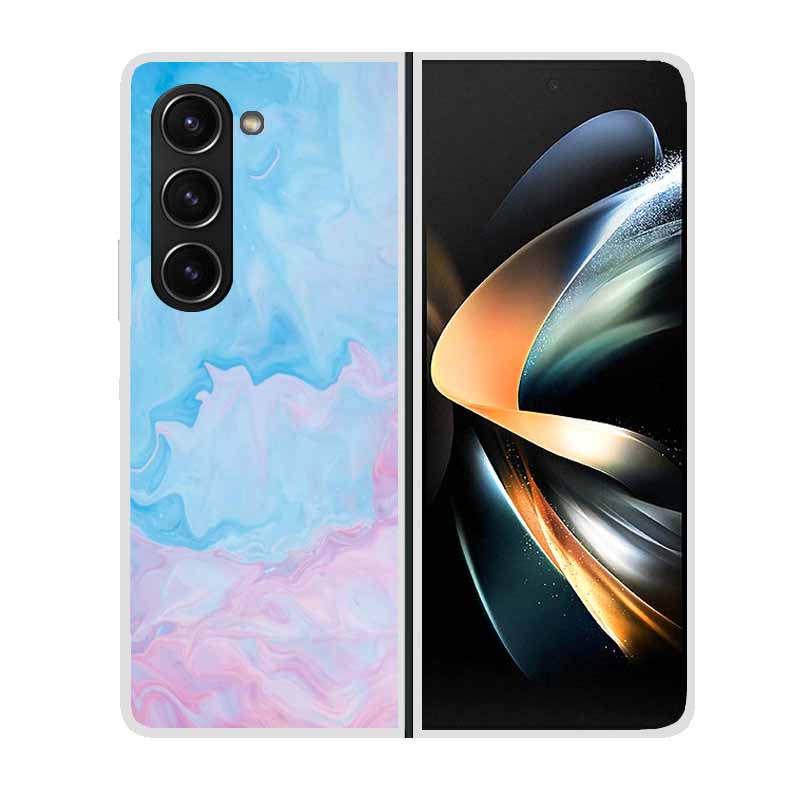 For Samsung Galaxy Z Fold 5 ZFold5 Cases Marble Transparent Shockproof Protection Hard Back Cover For Samsung Z Fold 5 5G Cases
