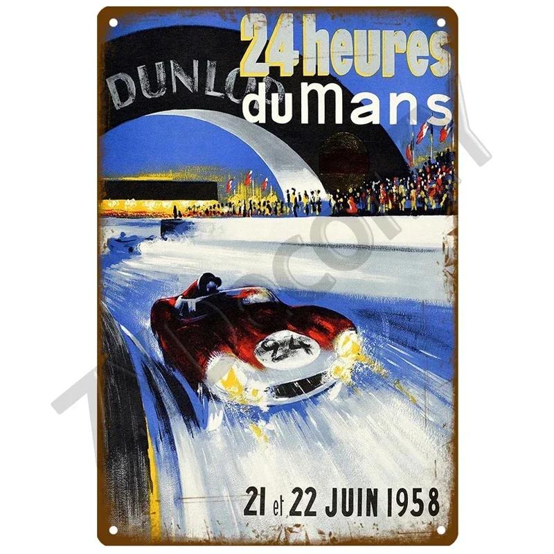 24H Lemans Racing Compettion In 1999 Metal Tin Sign Decor Vintage Wall Plate Poster Classic Tinplate Plaques Garage Bar Decor