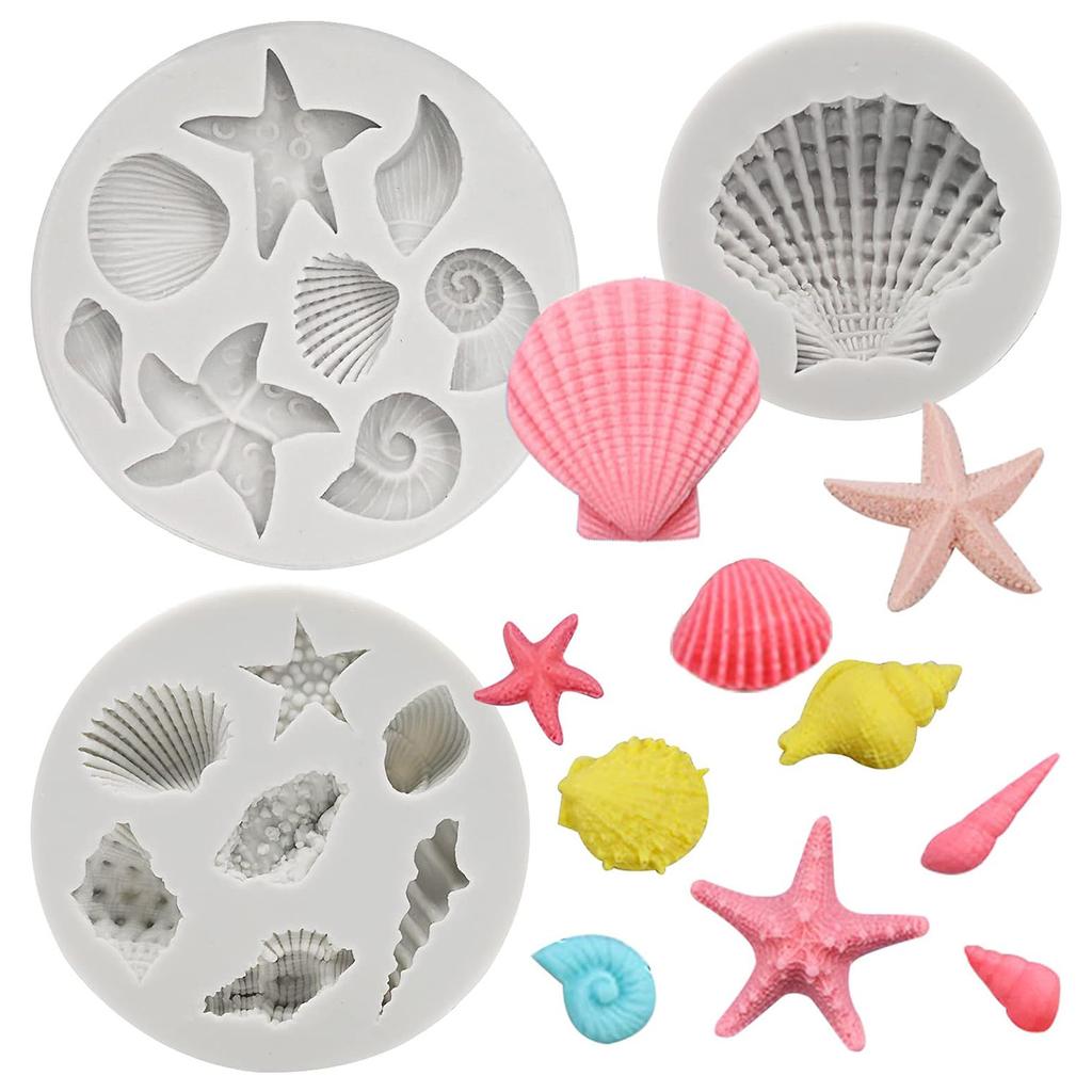 Mermaid Theme Cake Fondant Mold 3pcs Mermaid Tail Under the Sea Silicone Baking Mold forChocolate Candy Cake Decoration