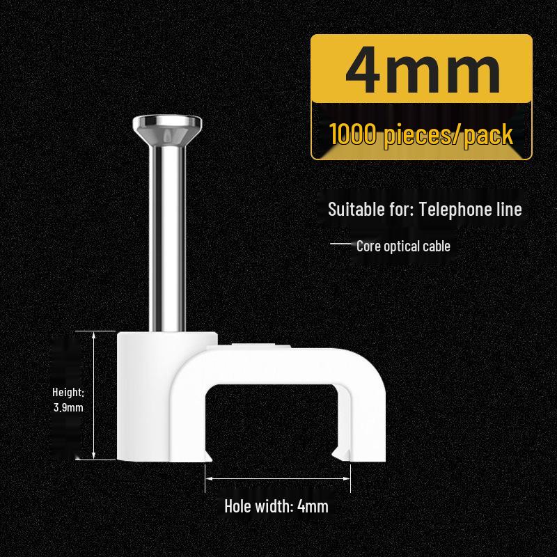 Steel Nail Round Plastic Cable Clip for Wire Management and Network Organization