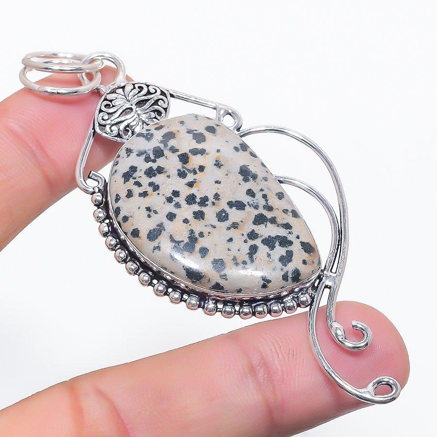 

Dalmation Jasper Gemstone 925 Sterling Silver Jewelry Pendant 3.27