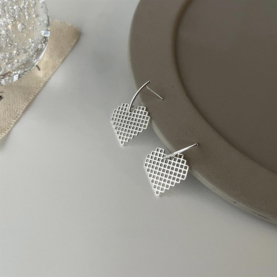 S925 sterling silver love earrings earrings hollow mesh stud earrings jewelry 2025 new