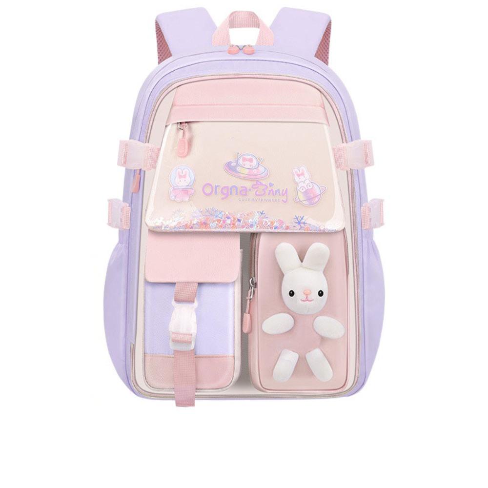 Side-Open Rabbit Children Backpack Oxford Student School Bag Simple Shoulders Bag  Primary School