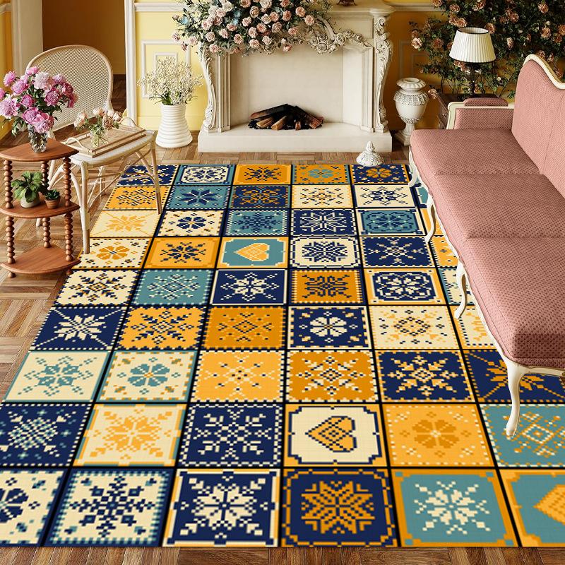 American Retro-style Carpet Maximalist Print Rug Modern Home Decor Non-slip Mat for Living Room Study Bedroom Terraces Etc.