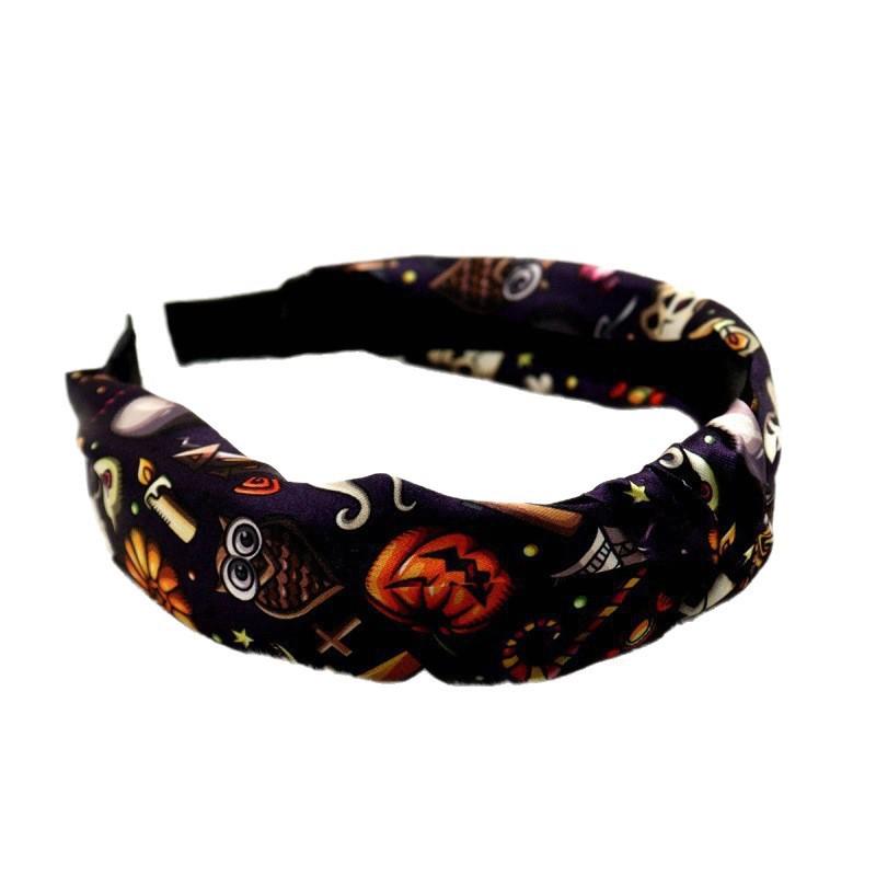 Halloween Pumpkin Knotted Headband - Festive Fashion Fabric Headwear