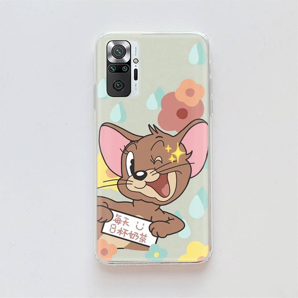 Transparente Hülle für Samsung A04 A14 A23 A34 A54 M23 M33 M52 M53 Realme Narzo 50 50I 50a Prime C35 C55 C30S 10 9 Pro T-95 Niedliche Tom Jerry Katze