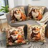 Romantic Floral Fox Couple Throw Pillow Covers Pattern Cushion Cover Suitable for Sofa Bedroom Car Pillow Cover
