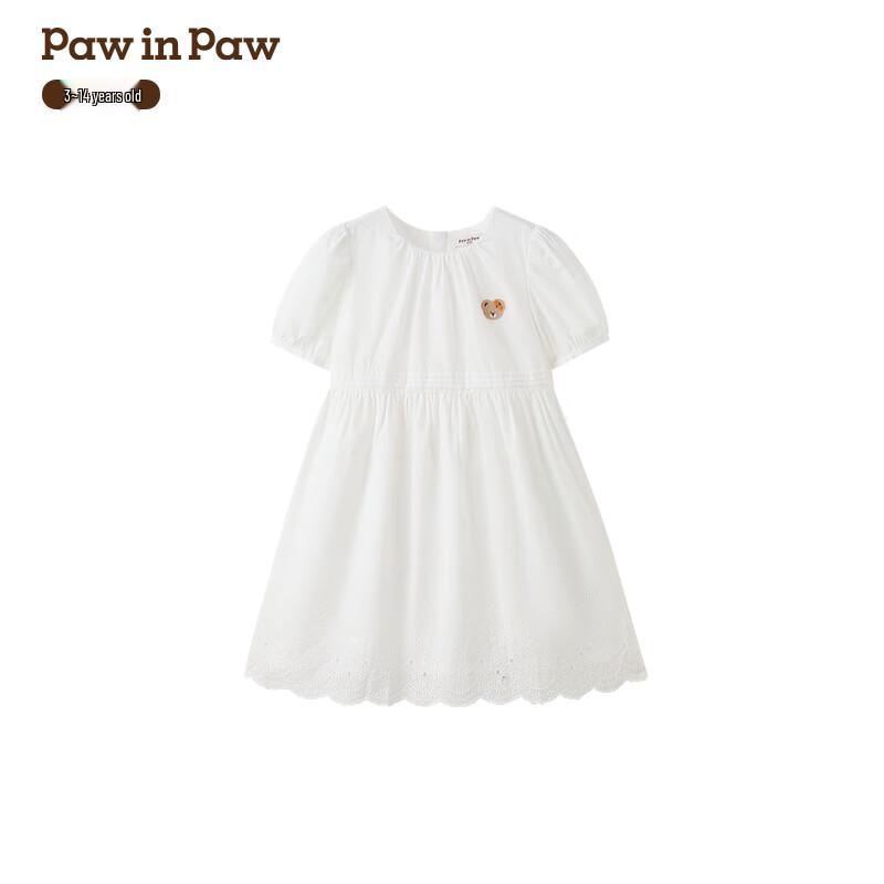 

PawinPaw Cartoon Bear Girl s Puff Sleeve Round Neck Dress 110