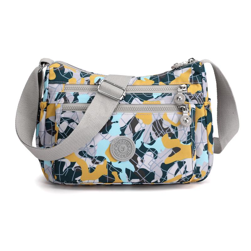 Urban Minimalist Women's Nylon Shoulder Bag - Casual Printed Small Square Bag for Middle-aged and Elderly