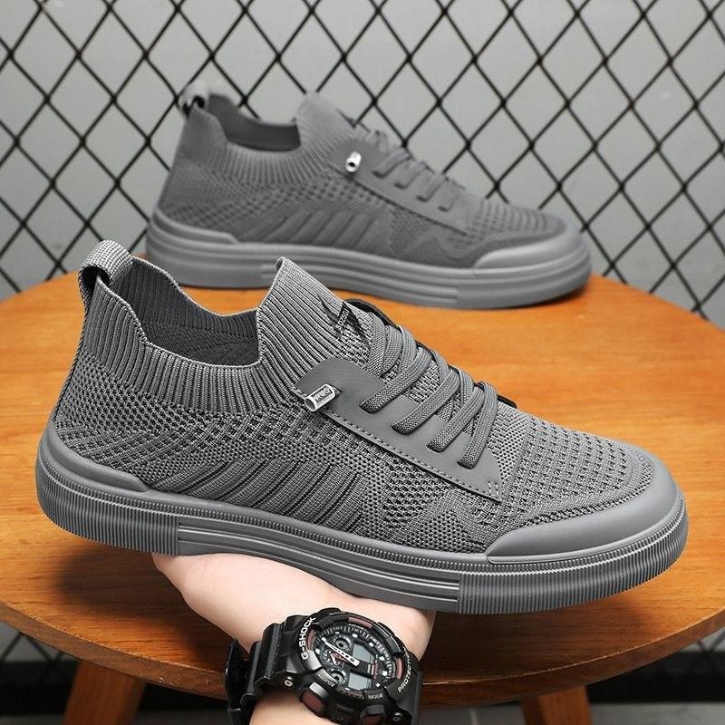 

Men New Flat Breathable Skate Shoes Spring Summer Fly Knit Mesh Comfort Versatile Casual Men Shoes 44