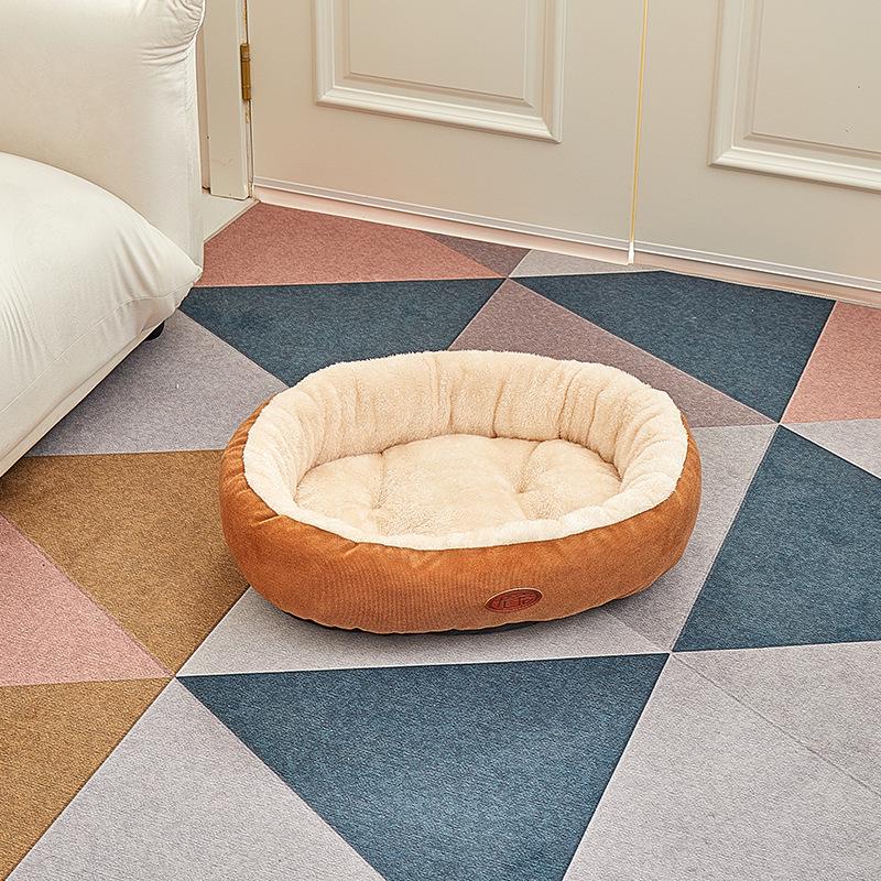 Four Seasons Round Dog Bed - Medium/Large, Scratch & Bite Resistant, Thick & Warm Cat Cushion