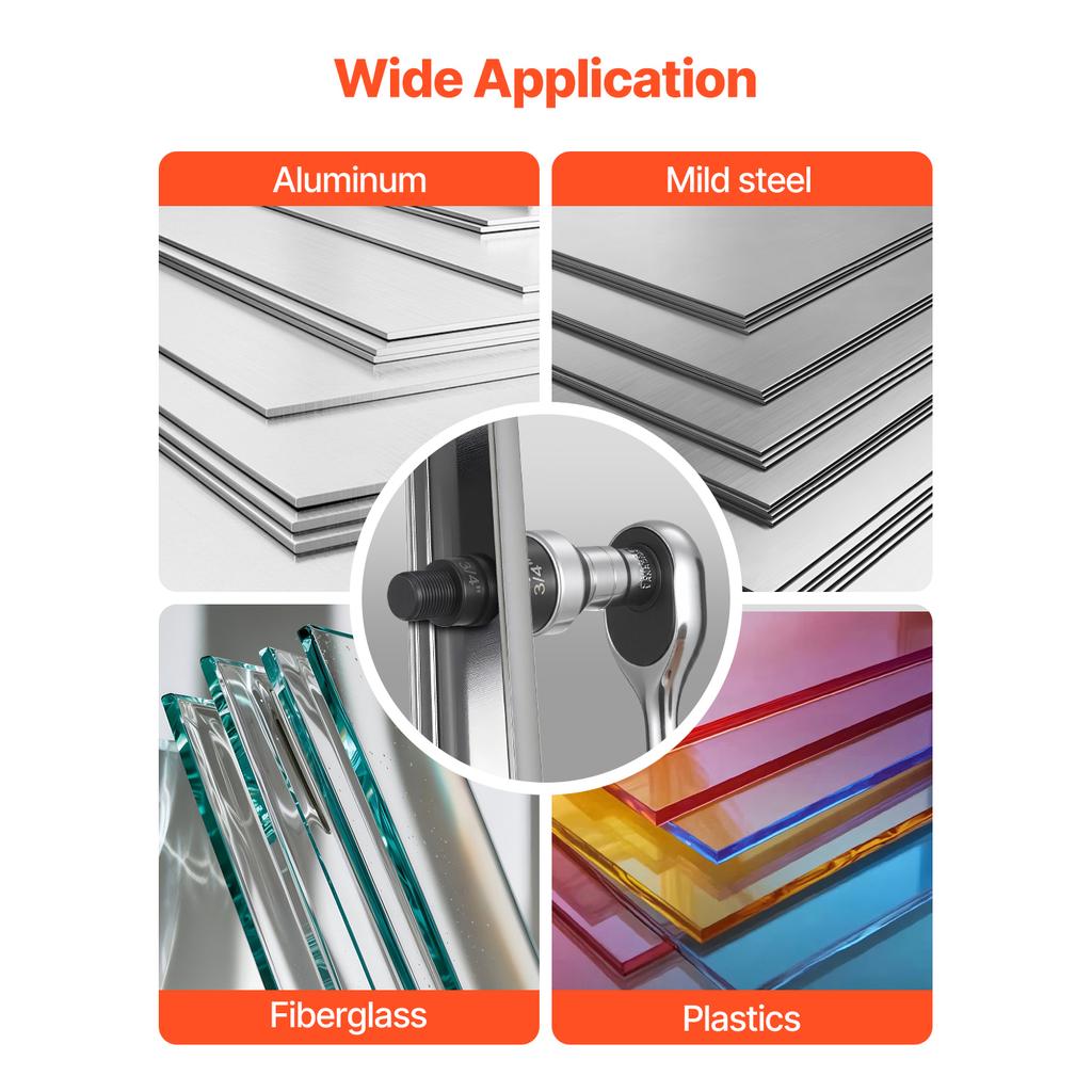 SucceBuy Knockout Punch Set 1/2 to 2 in SLUG-Buster Ratchet Knockout Set for Aluminum Mild steel Fiberglass Plastics 6 Die Sizes