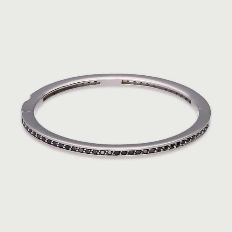 Herinov 14K Gold Eternity Pavé Bangle - Black Cubic