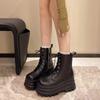 Spice girl style explosion heightening shoes 2025 new models show legs thin thick-soled British style short boots Martin boots high-heeled locomotiv