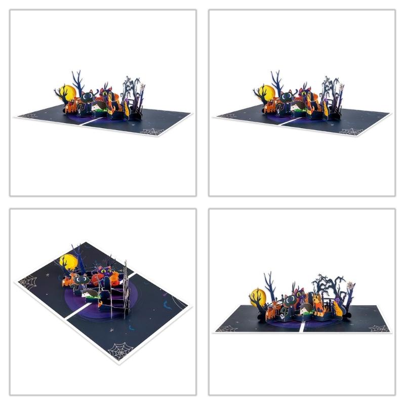 Halloween Themed Funny Animal Card with Envelope Handmade Festival Greeting Card Stylish Gifts Postcard Home Decoration