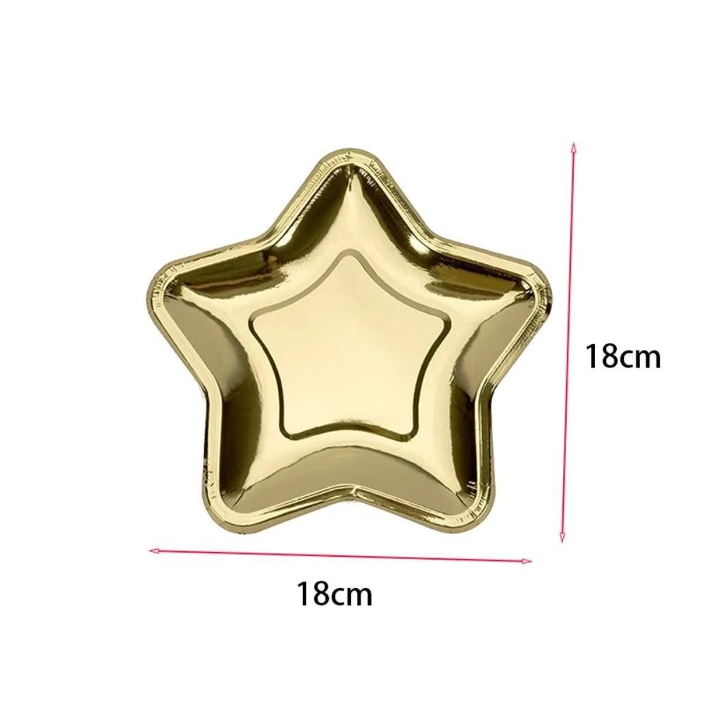 20pcs Gold/Silver Five Pointed Star Paper Plate Disposable Dessert Tray Paper Plate Christmas