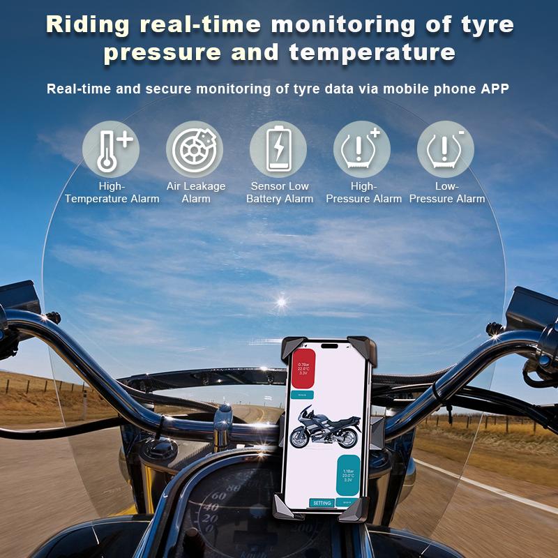 TPMS Reifendruckkontrollsystem Drahtlos Bluetooth 5.0 Auto Reifensensor Motorrad Auto Handy Anzeige Für Android IOS