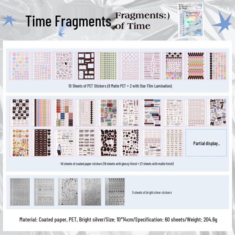 Yuxian Time Fragment Sticker Book: Korean-Style DIY Journal & Collage Materials