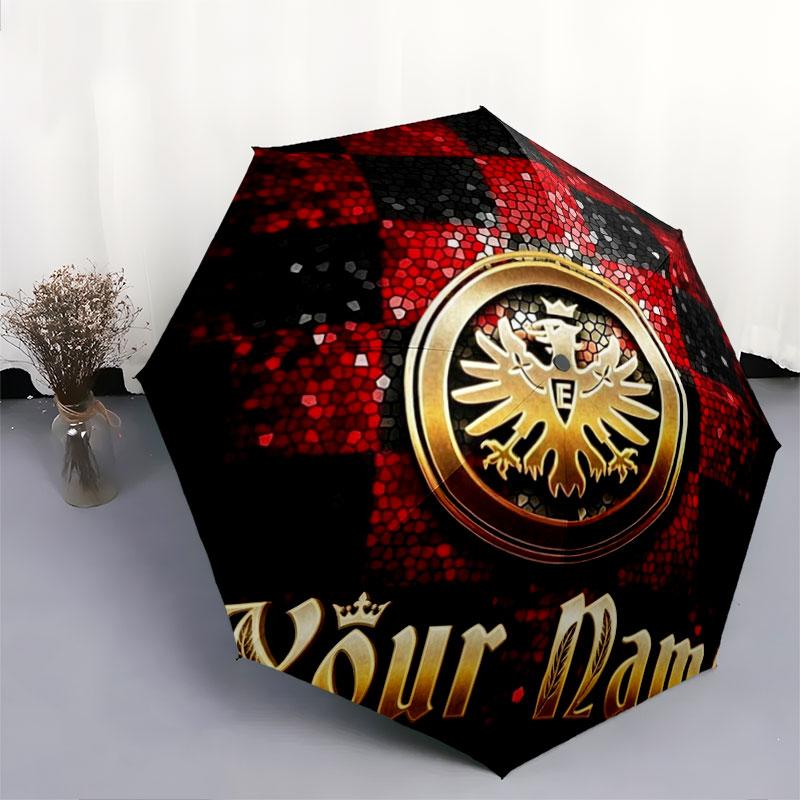 1 PC Automatic Folding Umbrella - Eintracht Frankfurt Custom Name Pattern, Portable & Foldable Design with 8 Ribs, Christmas Birthday Gifts