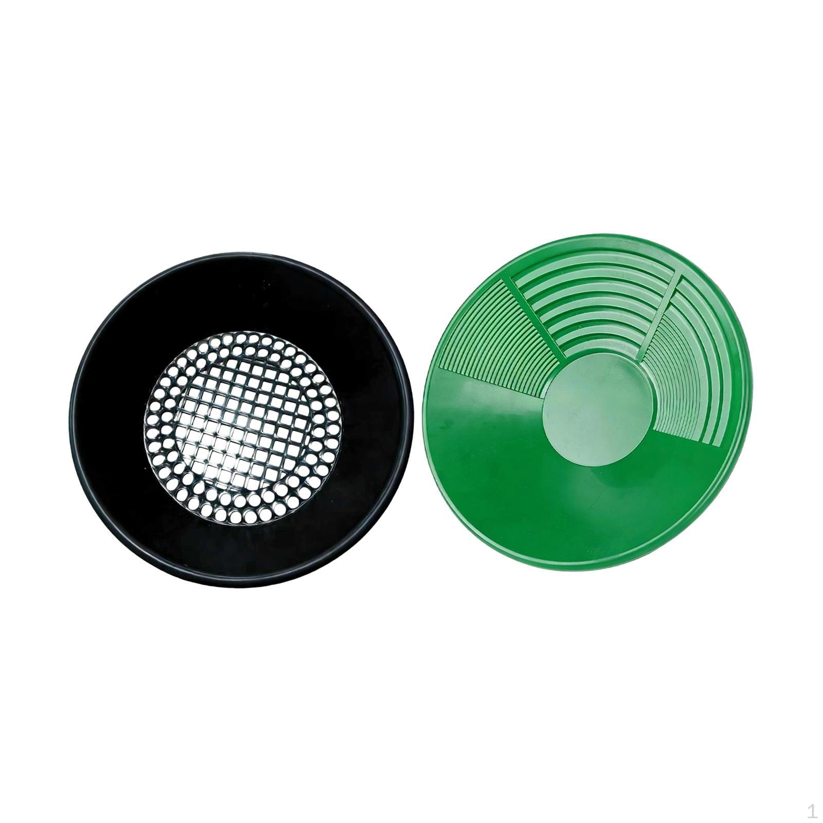 

2 Pieces Gold Panning Pan Mesh Sifting Convenient Classifier Sieve Mining Tool for Outdoor Green and Black