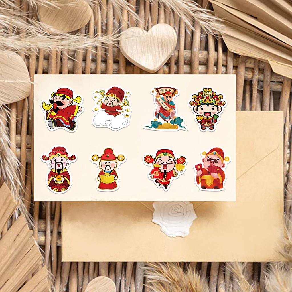50 Cartoon God of Wealth Coming Graffiti Stickers Guitar Notebook Suitcase DIY Waterproof Stickers