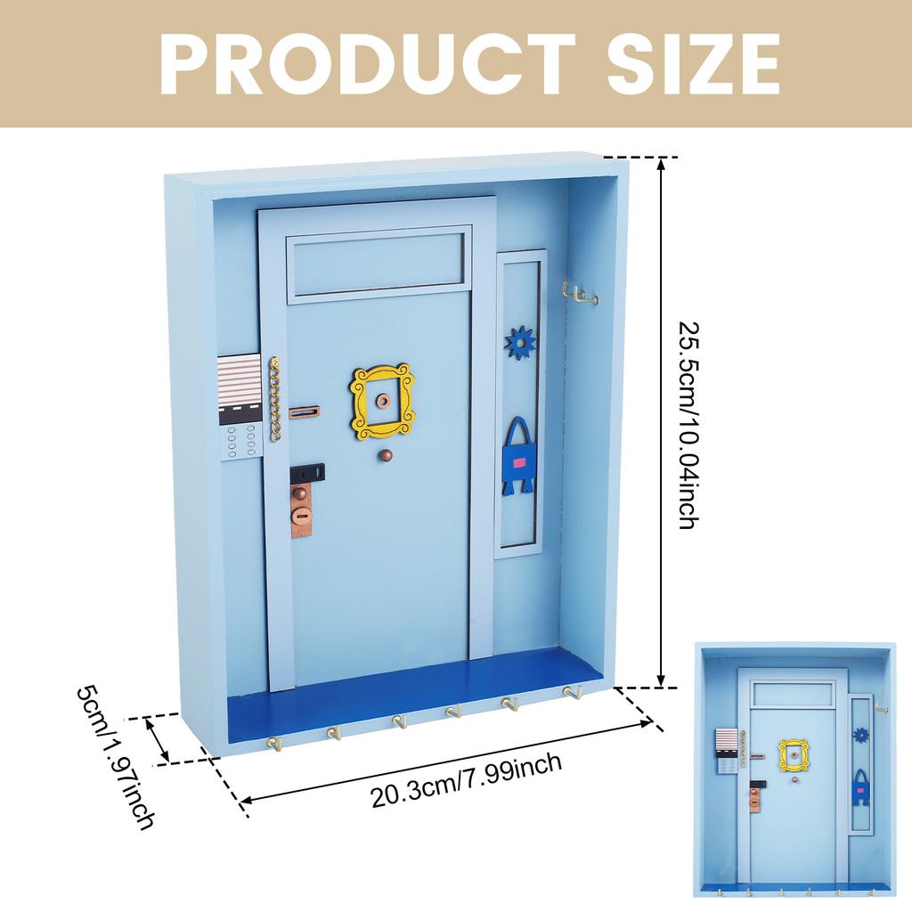 Wooden Wall Key Hanger with 6 Hook Wall Mounted Key Holder Decorative Key Storage Rack Sturdy Entrance Key Mail Organizer