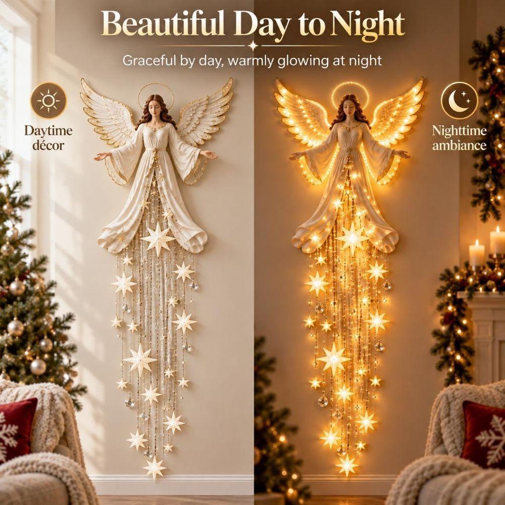 Glowing Angel Blessing Starfall Wall Light LED Light Heavenly Christmas Wall Decor Home Decoration