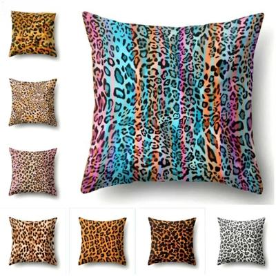 Animal Leopard Print Pattern Double-Sided Printed Pillow Cover Short Plush Suitable Living Rooms Bedrooms Throw Cushion Cover