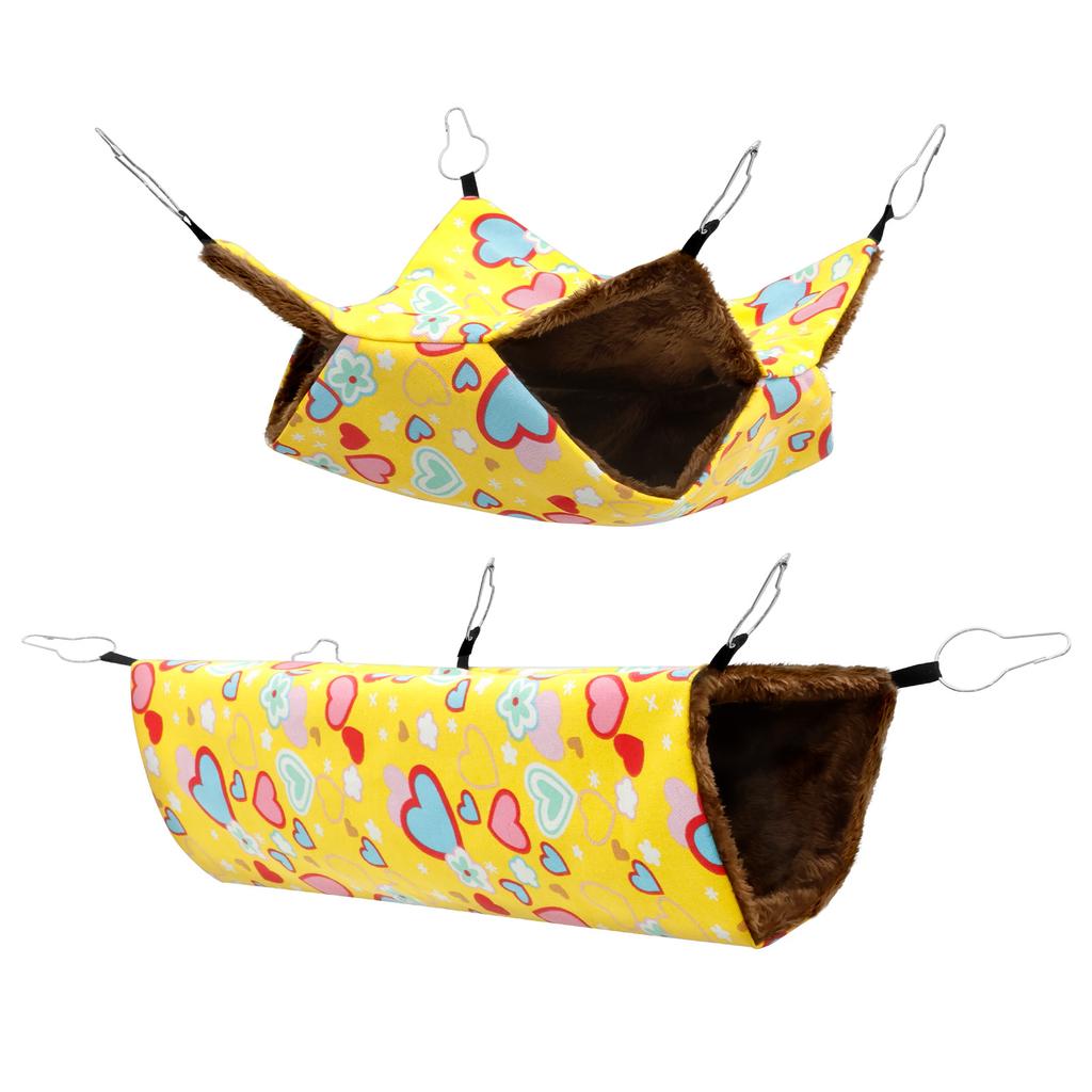 2 Pcs Ferret Hammock Polyester Guinea Pig Hammock with Loop and Tunnel Practical Pet Cage Accessories for Parrot Squirrel Mouse