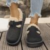 Lässige Wildleder-Bare-Boots mit Metallschnalle für Damen 2025 Winter Sohle Knöchel Schneestiefel Warm Dickes Plüsch Damen Baumwollschuhe Große Größe