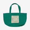 Flower Doily Big Canvas Shopper Bag _ Green (Flower Doily Circle Knit Handmade Crochet Big Canvas Shopper Bag)