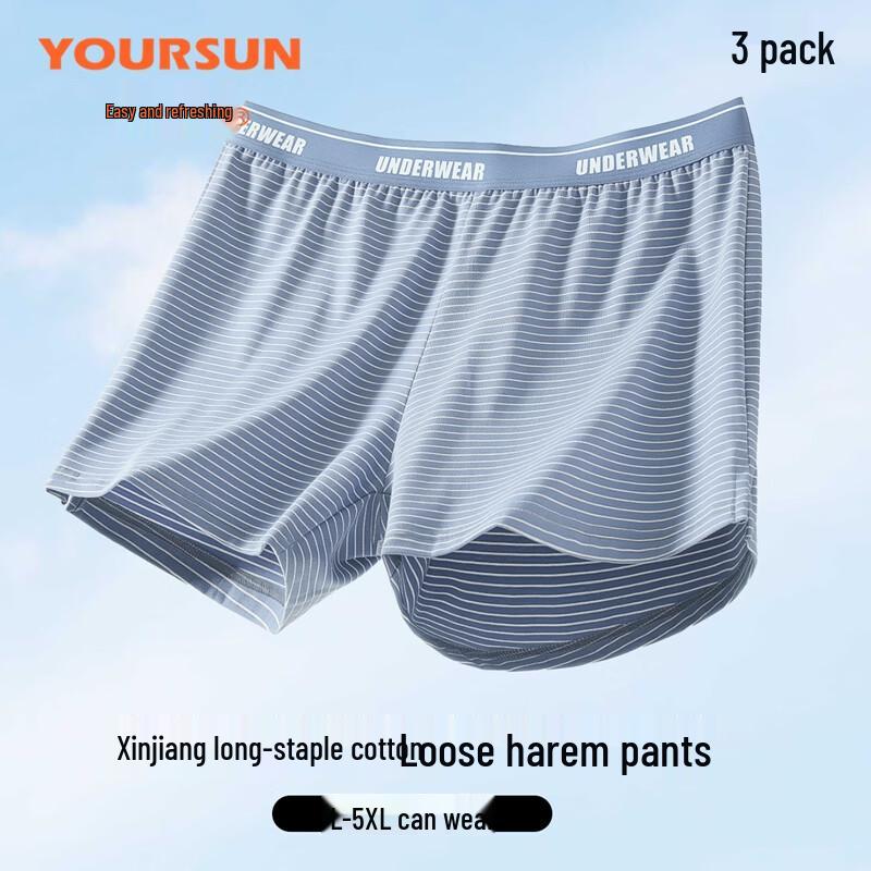 Yiershuang Men's Cotton Loose Boxer Briefs 3-Pack