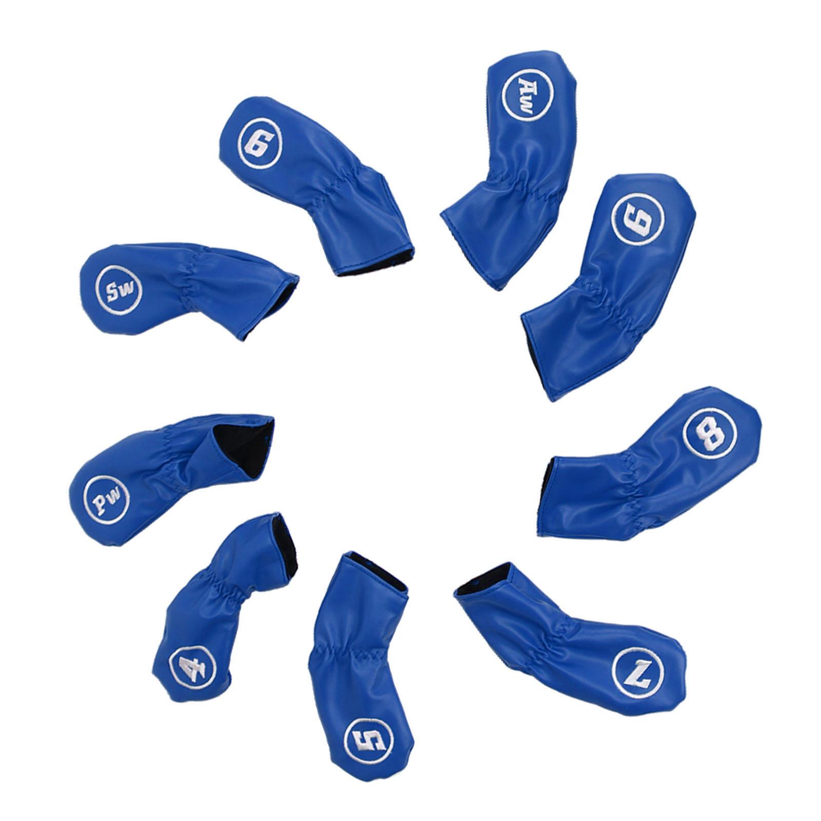 

9Pcs Golf Iron Head Covers PU Waterproof Golf Club Headcovers for Right Left Handed Golfer Lovers Blue синій