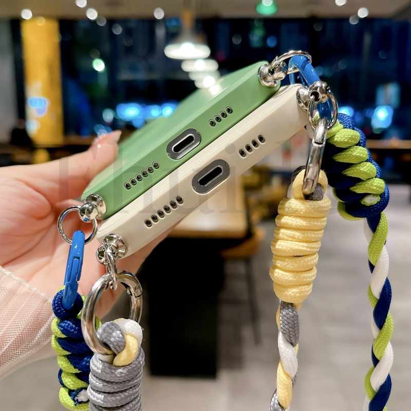 Crossbody Strap Case for OPPO Find X5 Lite X3 X6 Reno 11 8 7 6 5 Realme 12 Pro C53 C55 Necklace Soft Silicon Braid Lanyard Cover