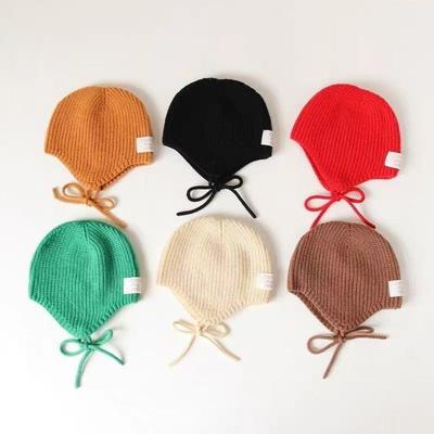 New Knitted Pullover Cap Windproof Coldproof Ear Protection Hat Warm Beanie Hat 0-3Y