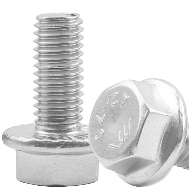 Stainless Steel M3-M6 Hex Flange Bolt with Tooth, Anti-Slip Flat Head