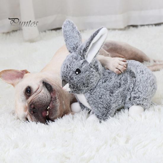 Dog Toy Puppy Soft Texture Cute Rabbit Simulate Heartbeat Bite Resistant Interactive Emotional Pet Plush Comfort Washable for Daily Use
