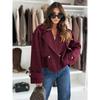 Women's Solid Color Casual Loose Long Sleeve Woolen Overcoat