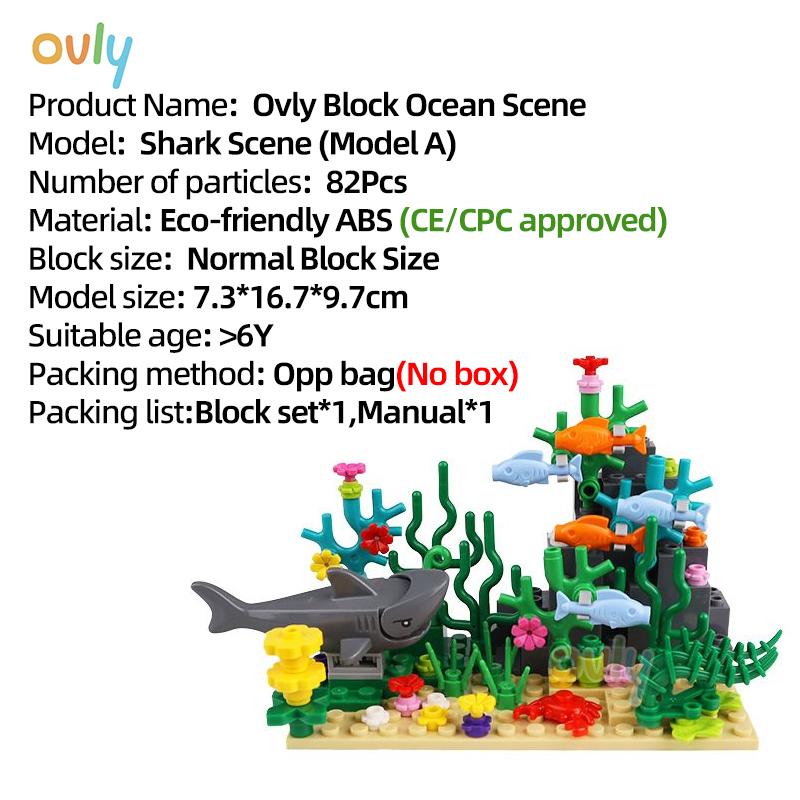 

Ovly DIY Креативна Пригода Підводного Світу Акула Риба-Диявол Океани Тварина Рослина Акваріум Дисплей Набір Будівельних Блоків Малих Частинок для MOC
