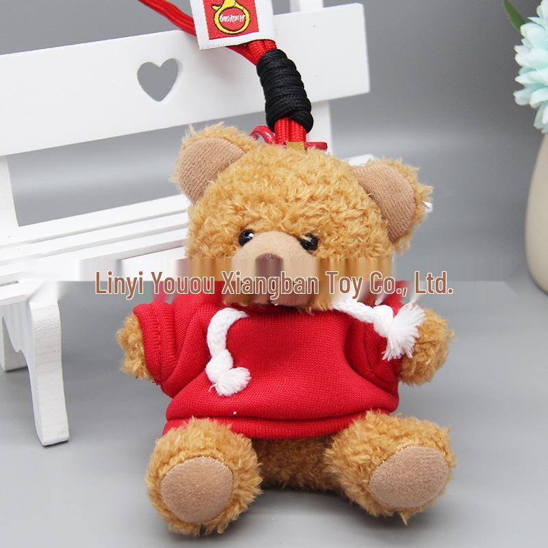 Teddy Bear Pendant Plush Toy with Colorful Clothes Keychain - Customizable Souvenir