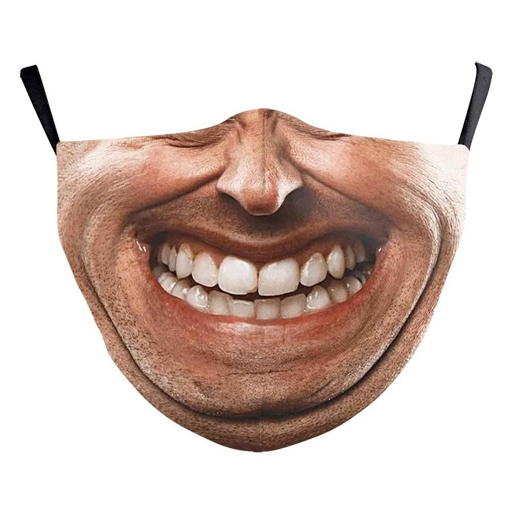 Washable Reusable Human Face Expression Print Mask Realistic Printed Novelty Gag Mask  Halloween