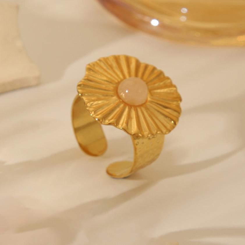 Inel deschis contemporan european și american din oțel inoxidabil placat cu aur de 18k pentru femei - Bijuterii versatile, elegante cu personalitate