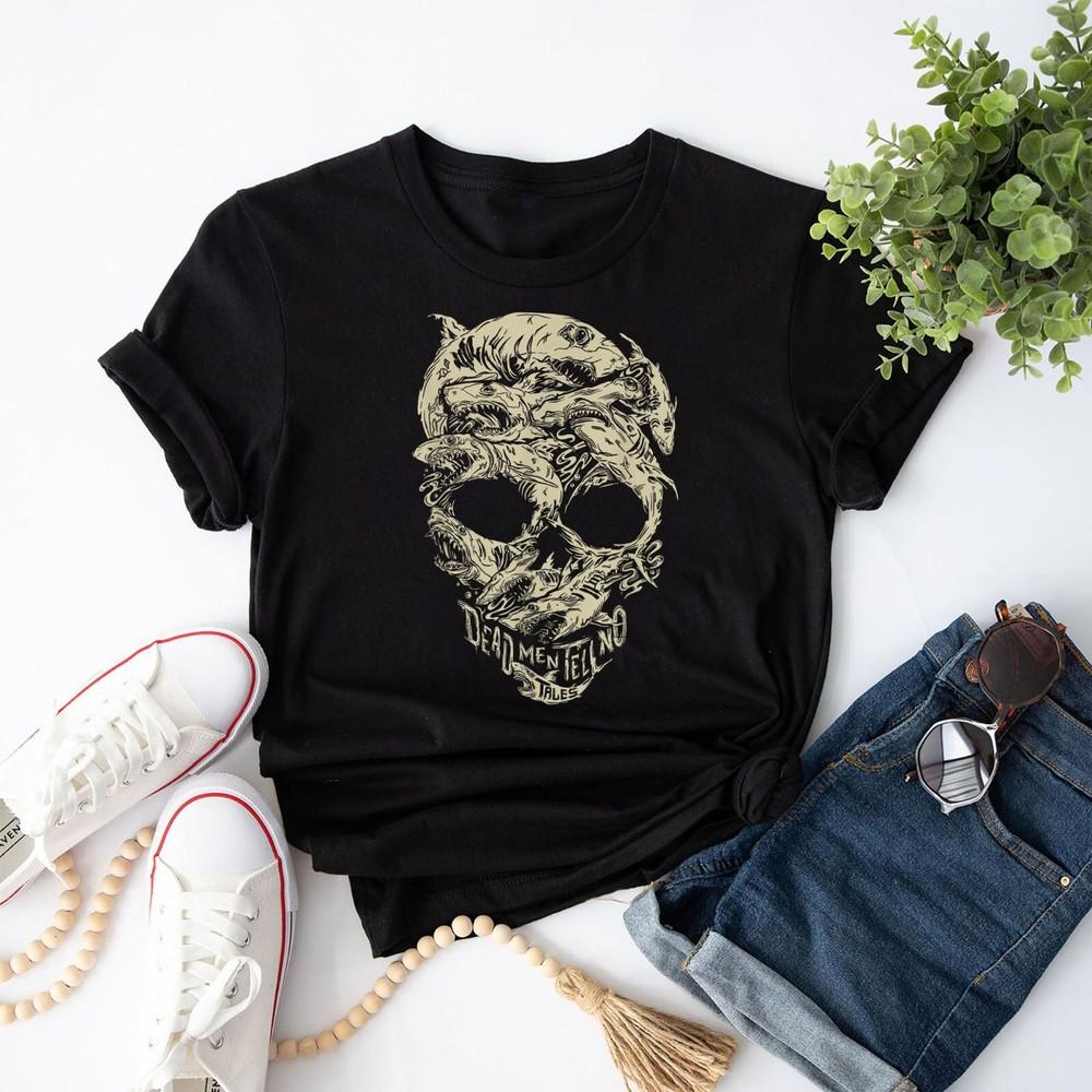 Пиратская футболка с черепом акулы, унисекс XXXXL