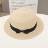 Flat top straw hat women's summer sunshade big head circumference flat brim seaside beach vacation top hat sunscreen sun hat