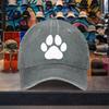 Paw Print Washed Cotton Baseball Cap Unisex Adjustable Curved Brim Casual Outdoor Hat