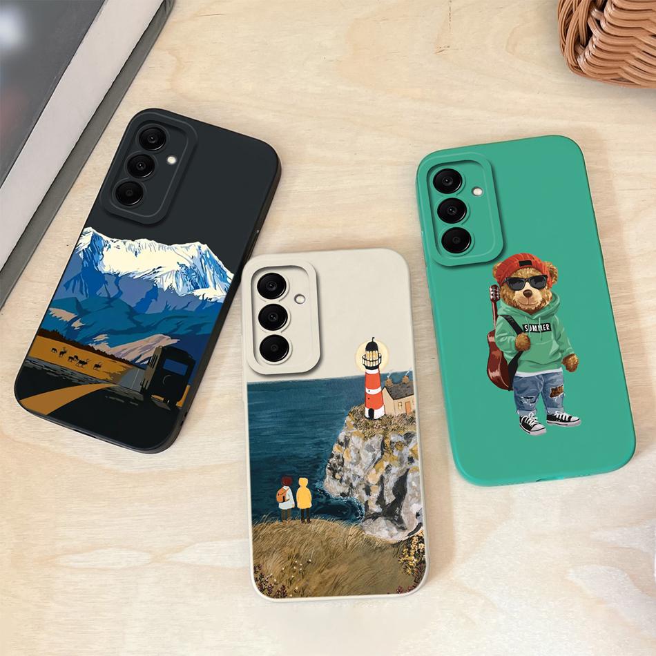 For Samsung Galaxy A37 A57 A17 A07 Phone Case Cute Astronaut Smooth Liquid Silicone Full Coverage Anti Drop Soft Durable Bumper